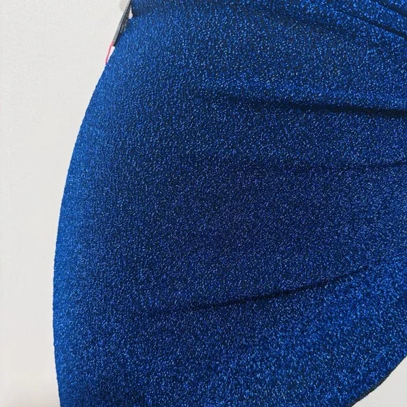 Metallic Glitter Sarong Wrap Mini Skirt Cobalt Blue Sz XS 4 Festival Rave Event - Picture 4 of 7